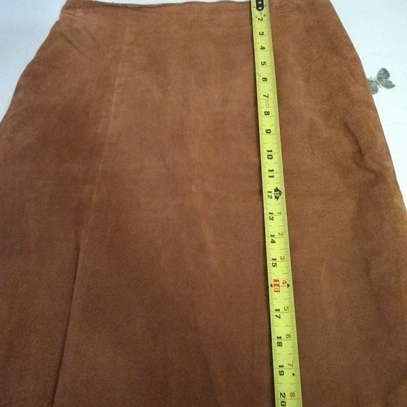 JLC New York Woman Skirt Suit 💯% Suede Leather Rust Cropped Sz- S/ 40" - Picture 11 of 14